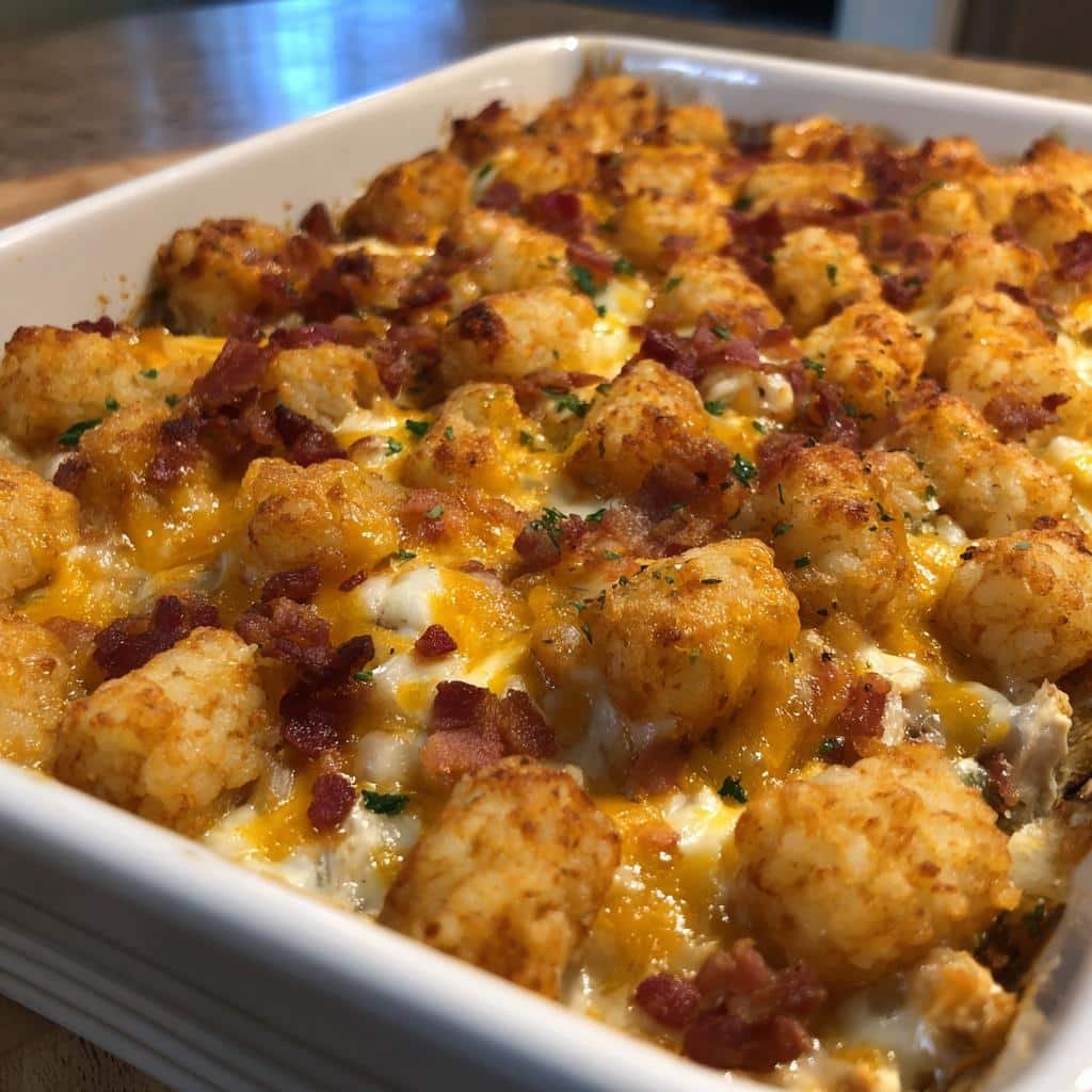Healthy Chicken Bacon Ranch Tater Tot Casserole