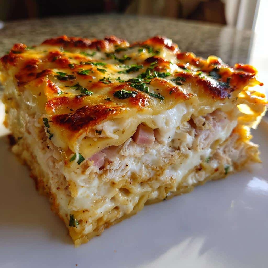 Healthy Chicken Cordon Bleu Lasagna