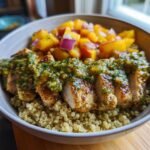 30-Minute Healthy Cilantro-Lime Chicken Bowls with Peach Salsa 3 Healthy Cilantro Lime Chicken Bowls with Peach Salsa