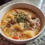 Healthy Crockpot Creamy Potato & Hamburger Soup