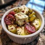 Healthy Easy Marinated Cheese Appetizer with Salami & Pickles