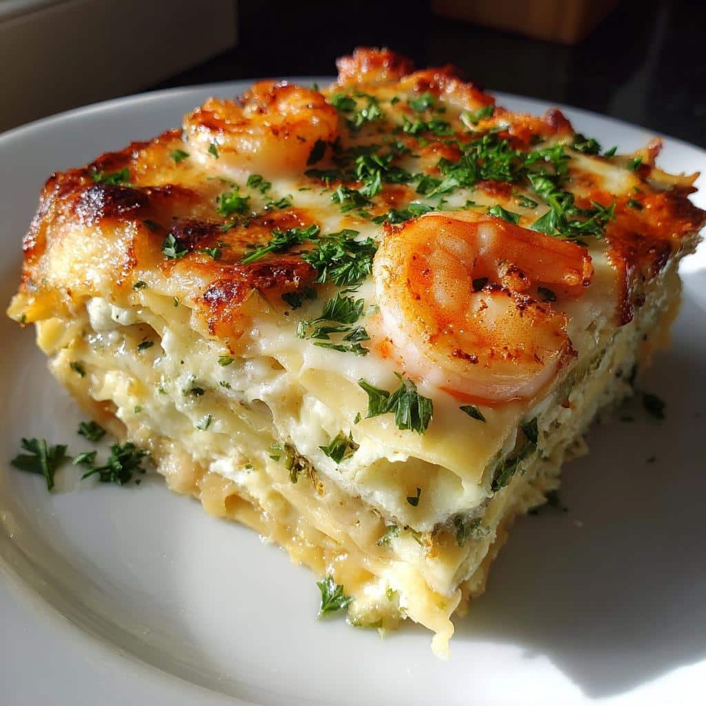 Healthy Garlic Butter Shrimp Scampi Lasagna - detail 1