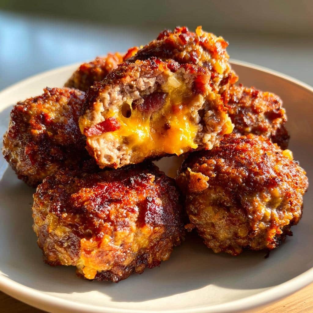Healthy Garlic Parmesan Bacon Cheeseburger Bombs