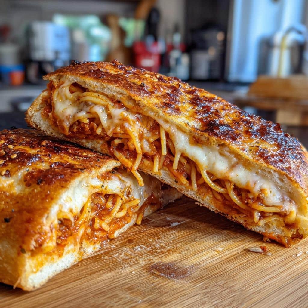 Healthy Spaghetti Stuffed Garlic Bread Subs - detail 1