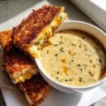 Healthy Spicy Jalapeño Popper Soup with Grilled Cheese Dippers