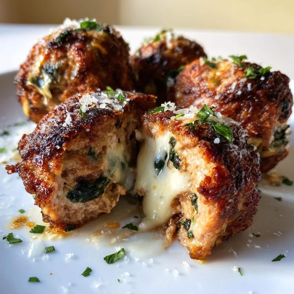 18 Juicy Healthy Spinach Garlic Meatballs Stuffed with Mozzarella 4 Healthy Spinach Garlic Meatballs Stuffed with Mozzarella - detail 1