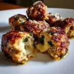 Healthy Spinach Garlic Meatballs Stuffed with Mozzarella