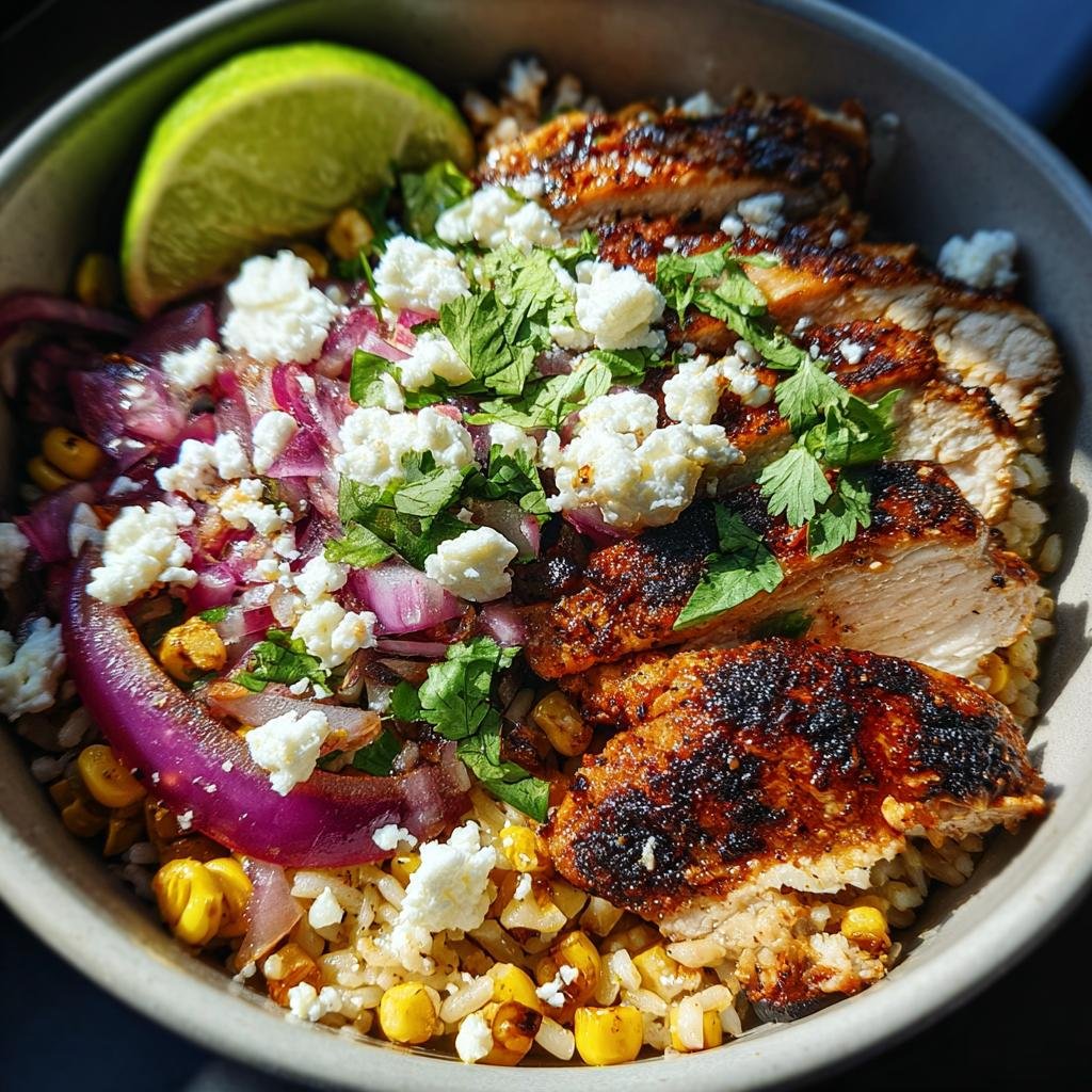 Healthy Street Corn Chicken Rice Bowl