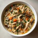 Healty Creamy Chicken Mushroom Wild Rice Soup