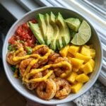 Healty Shrimp and Avocado Bowls with Mango Salsa & Lime-Chili Sauce
