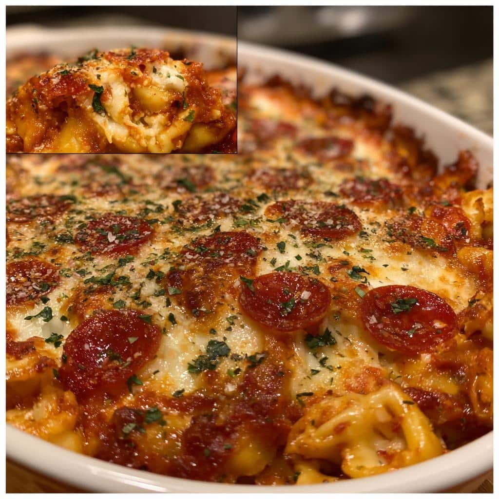 30-Minute Healthy Cheese Tortellini Pizza Casserole Magic 4 Christmas Healthy Cheese Tortellini Pepperoni Pizza Casserole - detail 1