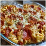 Christmas Healthy Cheese Tortellini Pepperoni Pizza Casserole