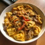 Christmas Healthy Cheesesteak Tortellini in Rich Provolone Sauce,