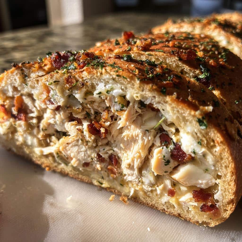 Christmas Healthy Chicken Bacon Ranch Stuffed Bread
