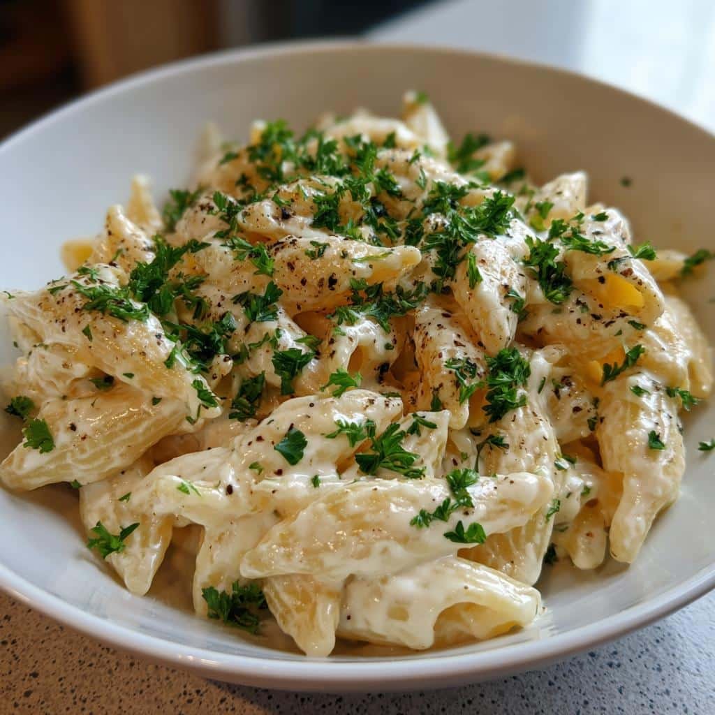 Christmas Healthy Cottage Cheese Alfredo Pasta (High-Protein)