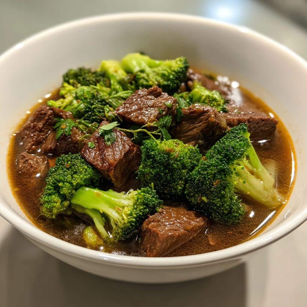 Christmas Healthy Crockpot Beef Dinner and broccoli