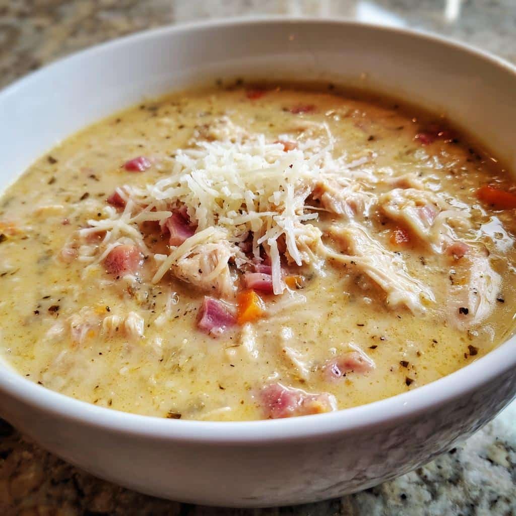 Christmas Healthy Crockpot Chicken Cordon Bleu Soup - detail 1