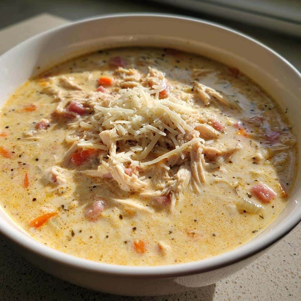 Christmas Healthy Crockpot Chicken Cordon Bleu Soup