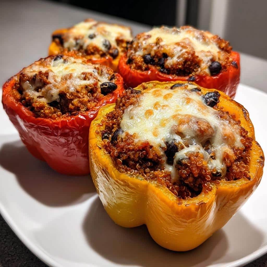 Christmas Healthy Crockpot Dinner Stuffed Peppers