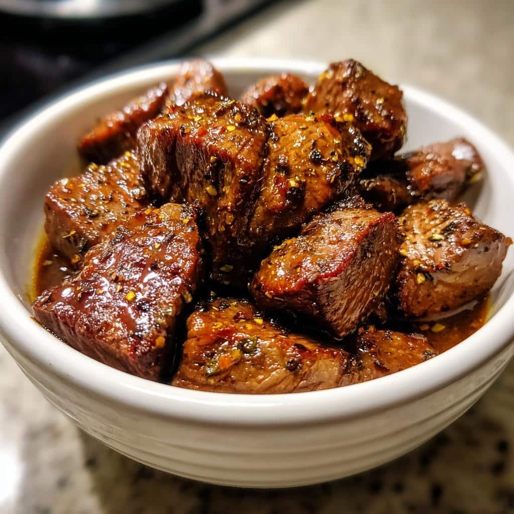 Christmas Healthy Crockpot Steak Bites