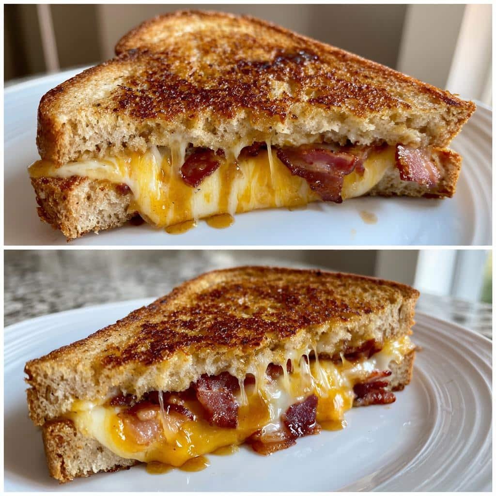 Christmas Healthy Donut Grilled Cheese Dinner with Bacon & Maple Glaze - detail 1