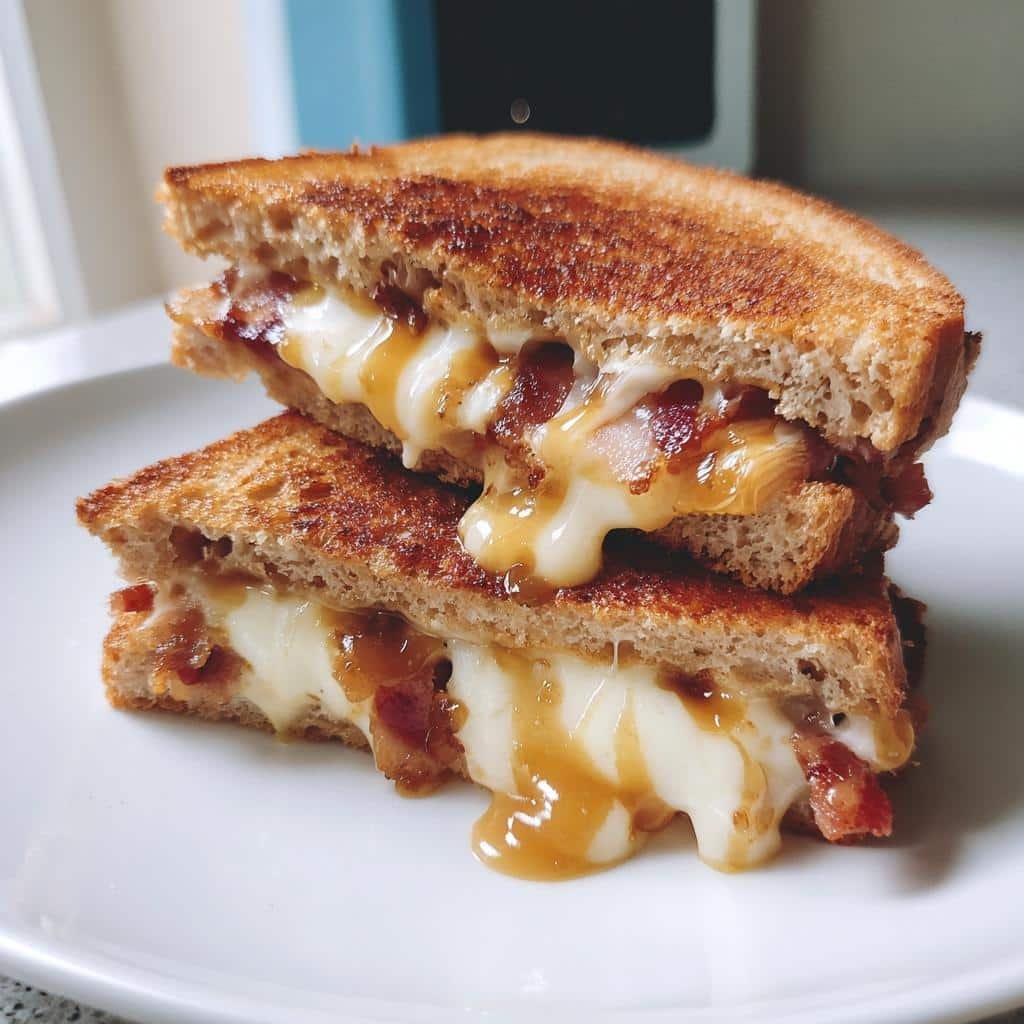 Christmas Healthy Donut Grilled Cheese Dinner with Bacon & Maple Glaze