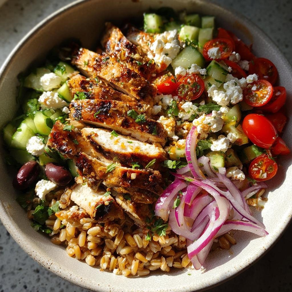 Christmas Healthy Greek Chicken Farro Salad Bowl - detail 1
