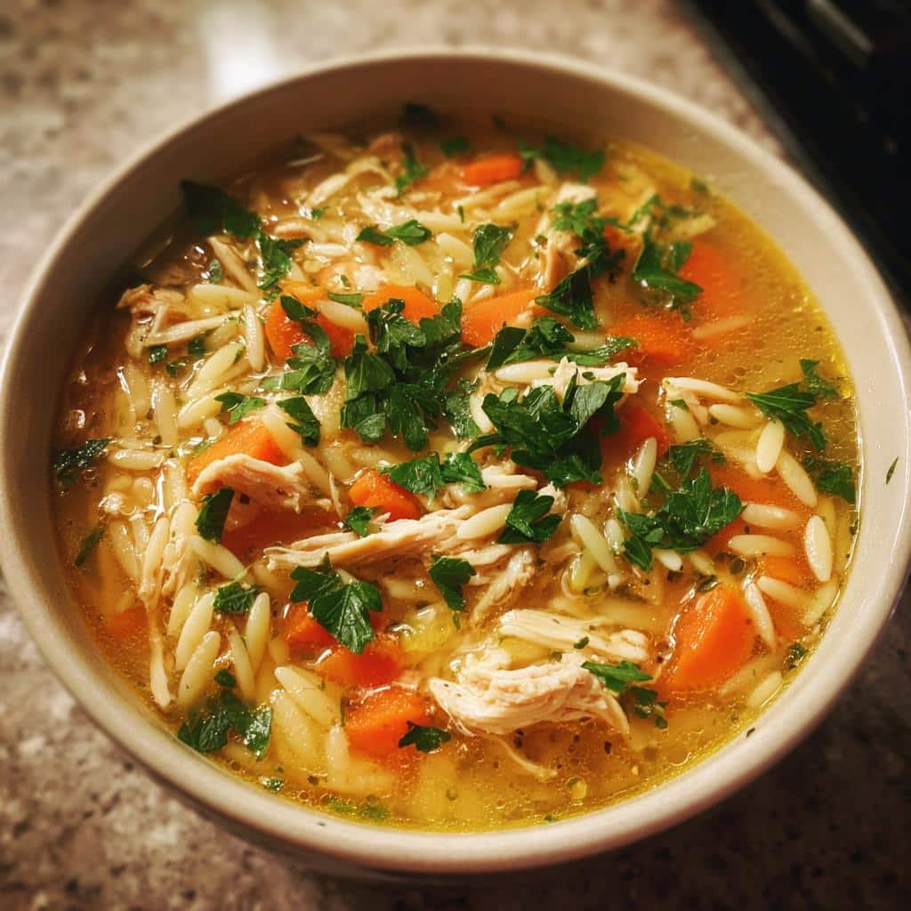 Christmas Healthy Greek Lemon Chicken Orzo Soup - detail 1