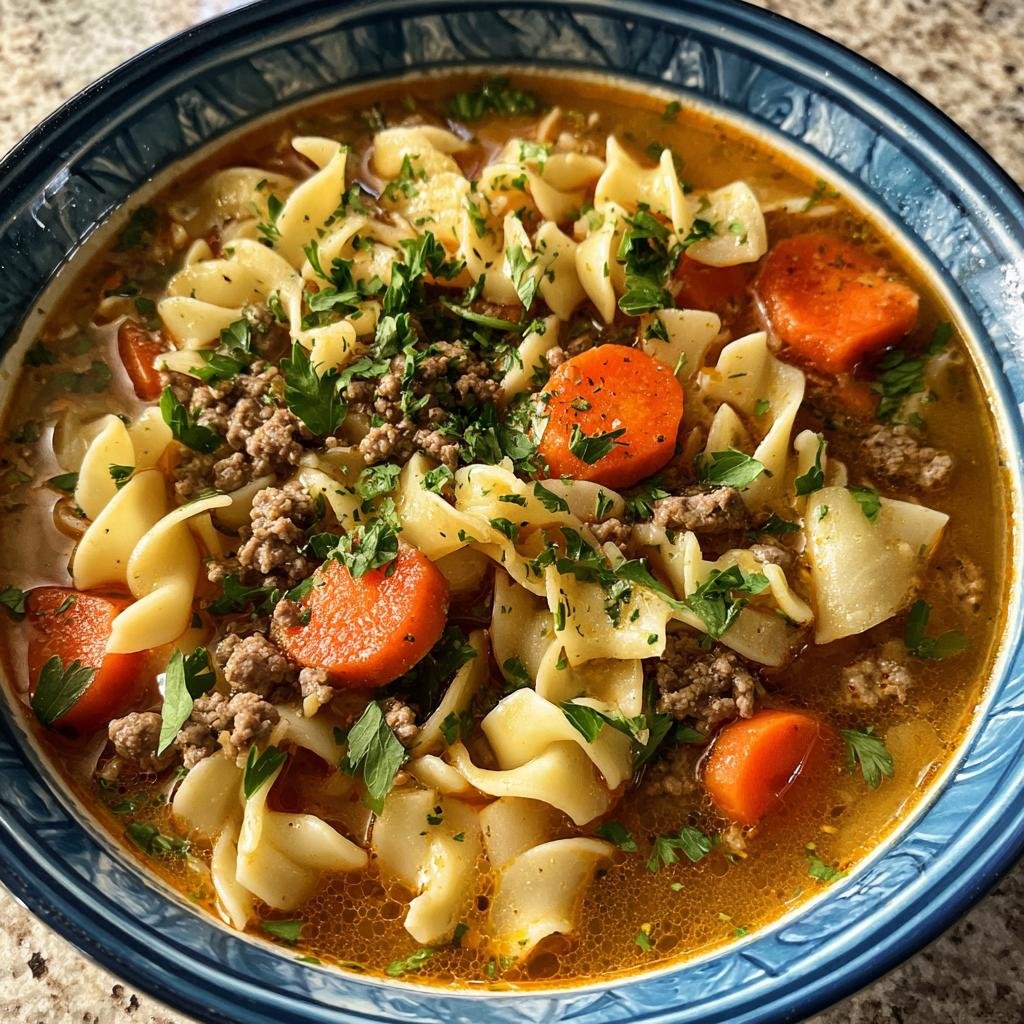 Christmas Healthy Hamburger Noodle Soup