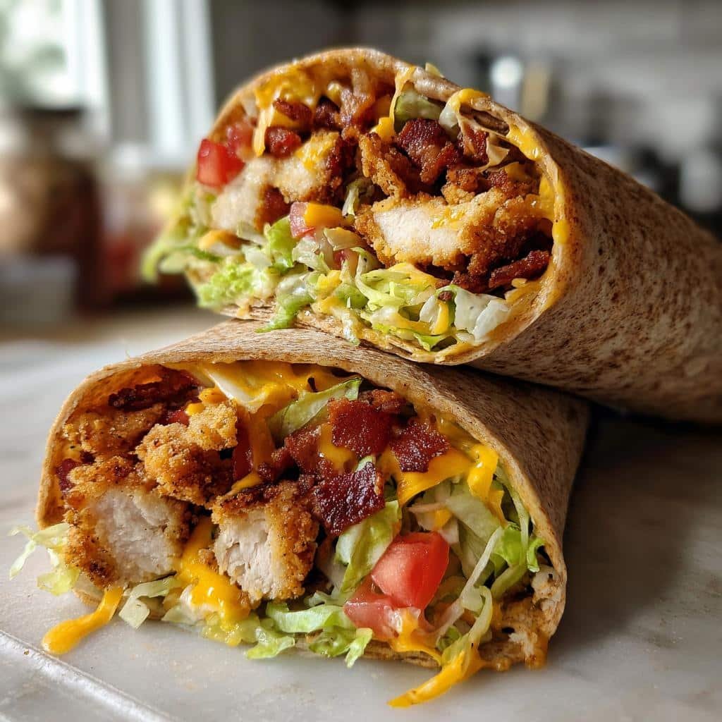 Christmas Healthy Homemade Crispy Bacon Ranch Chicken Wraps