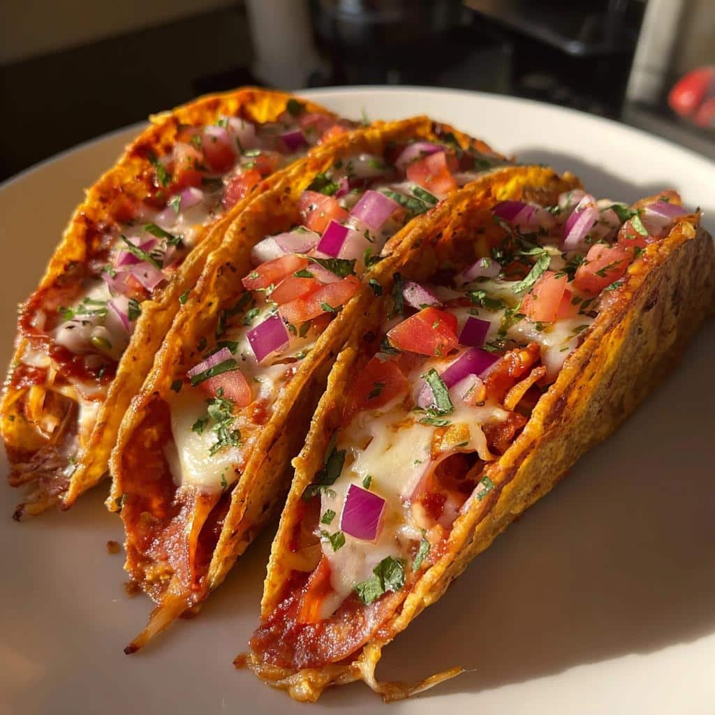 Christmas Healthy Pepperoni Pizza Tacos