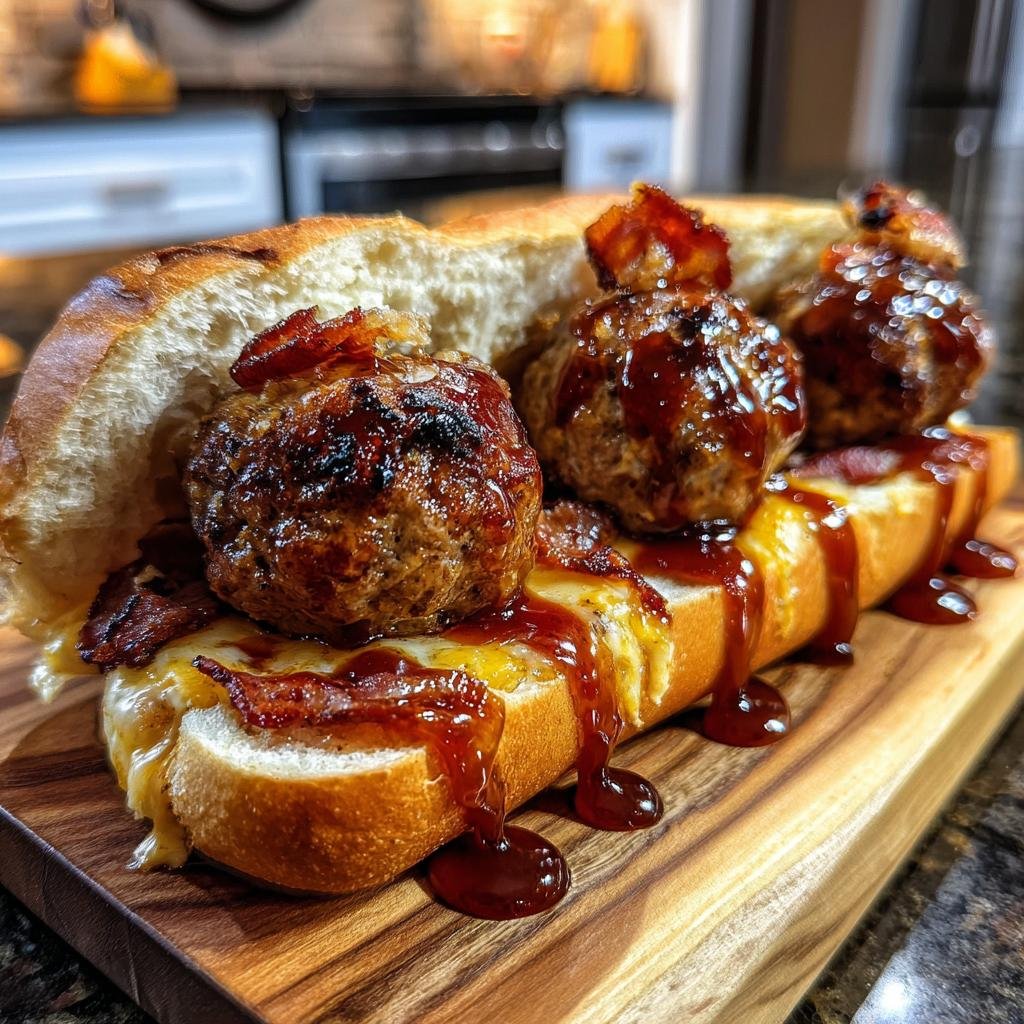 Christmas Healthy Sizzling Bourbon BBQ Dinner Bacon Cheeseburger Meatball Subs - detail 1