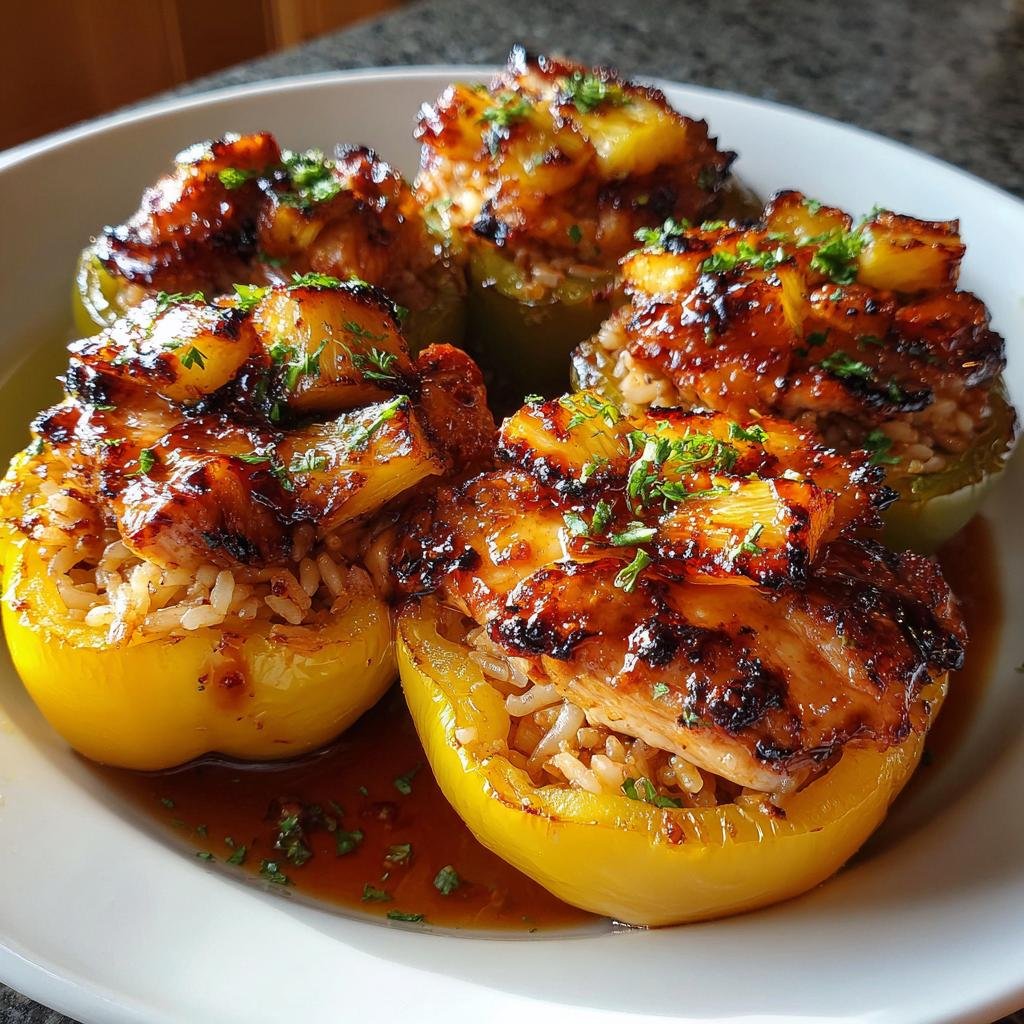 Christmas Healthy Teriyaki Pineapple Chicken Dinner & Rice Stuffed Peppers - detail 1