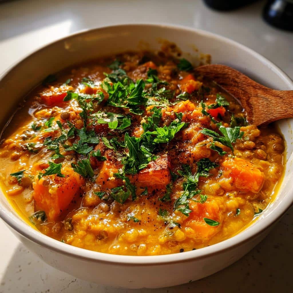 Christmas Healthy Vegan Sweet Potato & Lentil Soup - detail 1