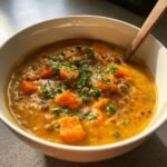 Christmas Healthy Vegan Sweet Potato & Lentil Soup