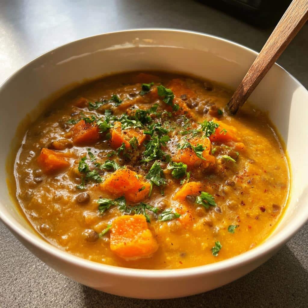 Christmas Healthy Vegan Sweet Potato & Lentil Soup