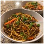 Christmas Healthy crockpot Mongolian Ground Beef Noodles