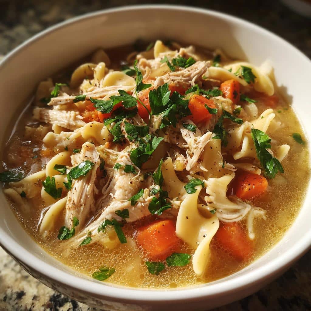 Christmas Healthy dINNER Comforting Chicken & Noodles Crock Pot