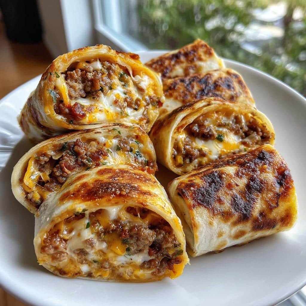 Easy Christmas Healthy Garlic Butter Bacon Cheeseburger Rollups