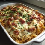 Healthy Bacon Cream Cheese Baked Spaghetti