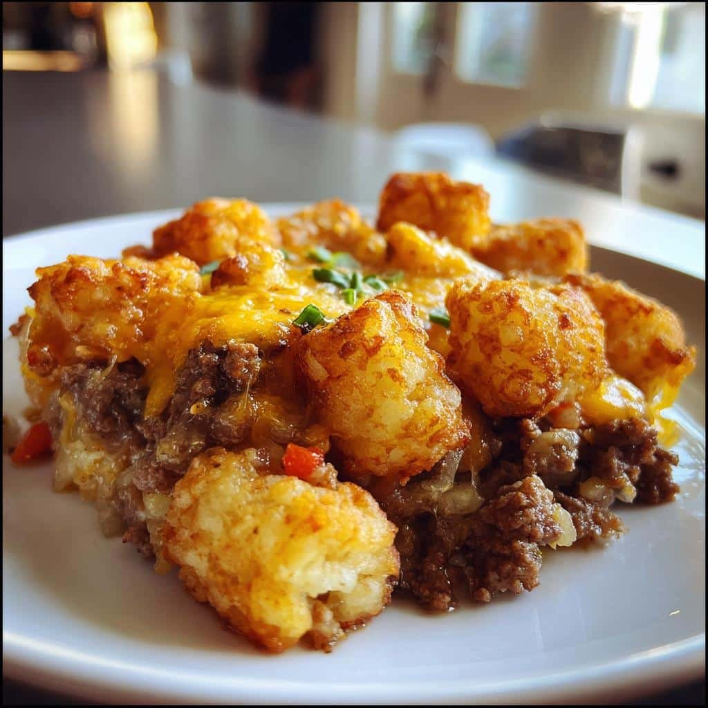 Healthy Cheesesteak Tater Tot Casserole