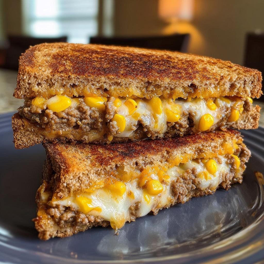 Healthy Cheesy Beef and Corn Grilled Sandwich