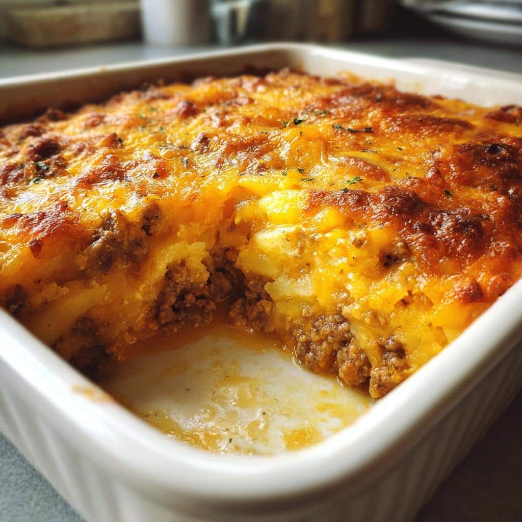 Healthy Cheesy Hamburger Potato Casserole