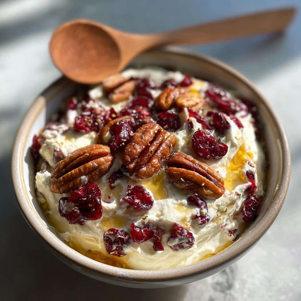 Healthy Cranberry Cream Cheese Dip with Pecans - detail 1
