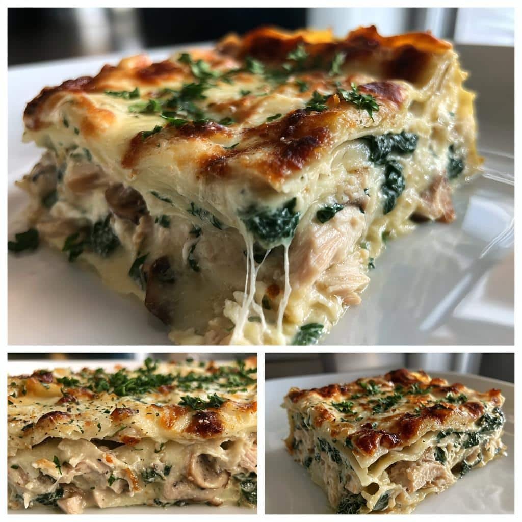 Healthy Creamy Chicken Lasagna with White Sauce