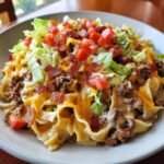 Healthy Creamy Loaded Bacon Cheeseburger Alfredo Pasta