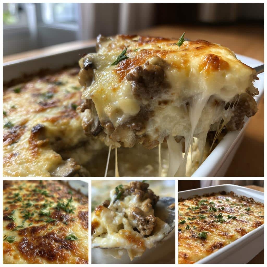 Healthy Creamy Mushroom & Ground Beef Bake - detail 1