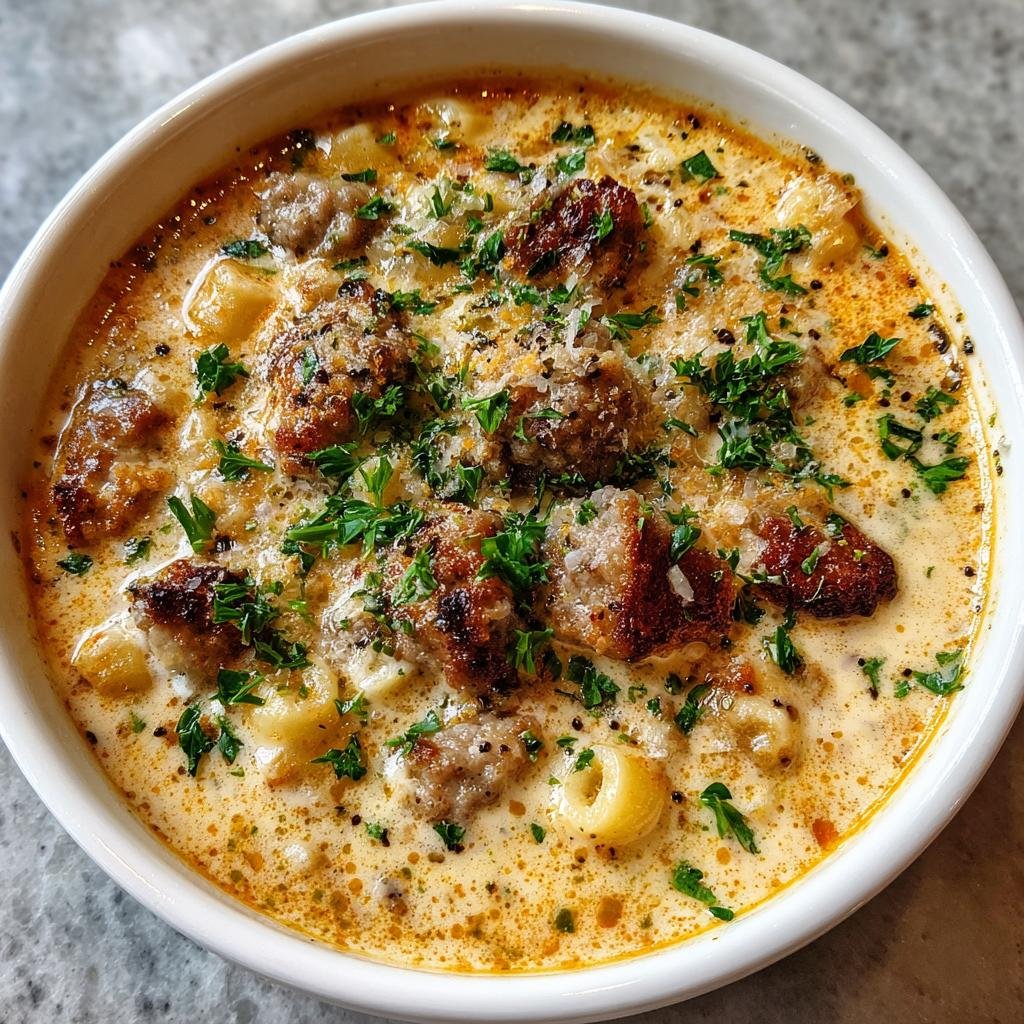 Healthy Creamy Parmesan Italian Sausage Ditalini Soup - detail 1