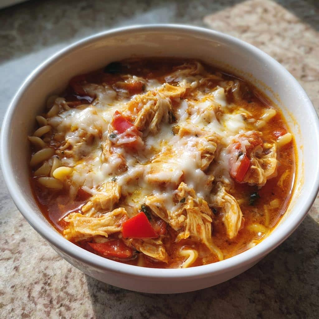 Healthy Crockpot Chicken Parmesan Soup