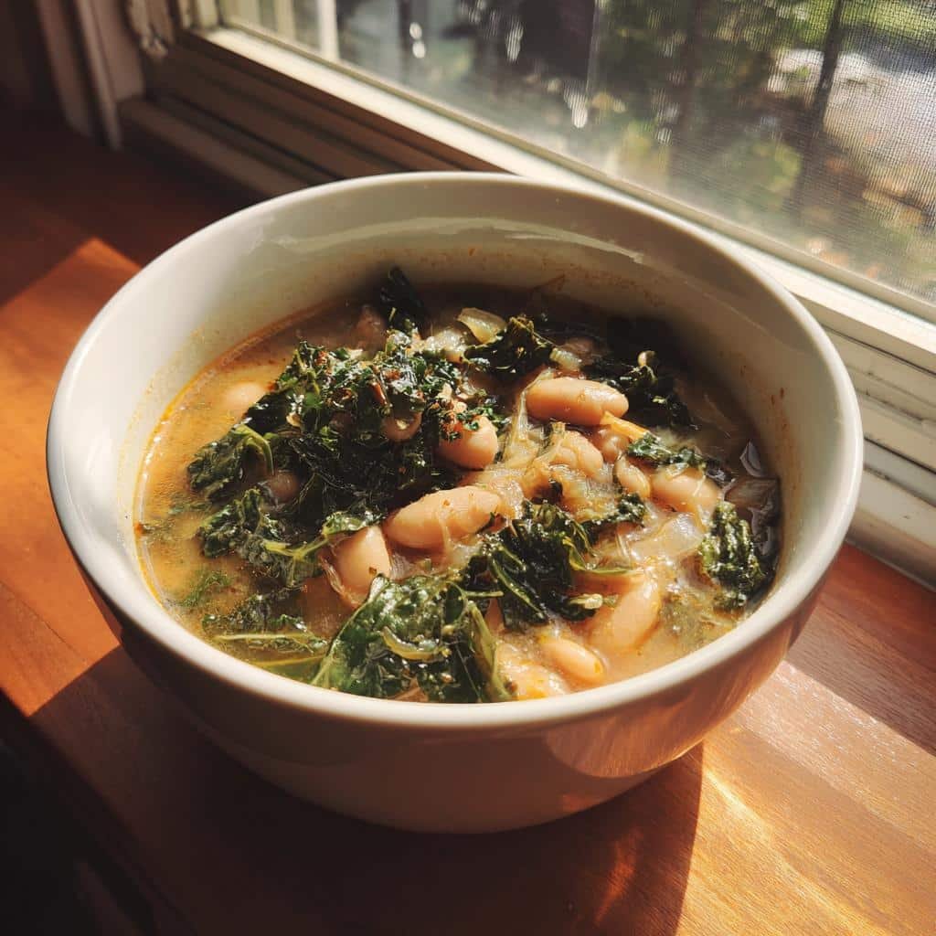 Healthy Crockpot White Bean and Kale Soup - detail 1